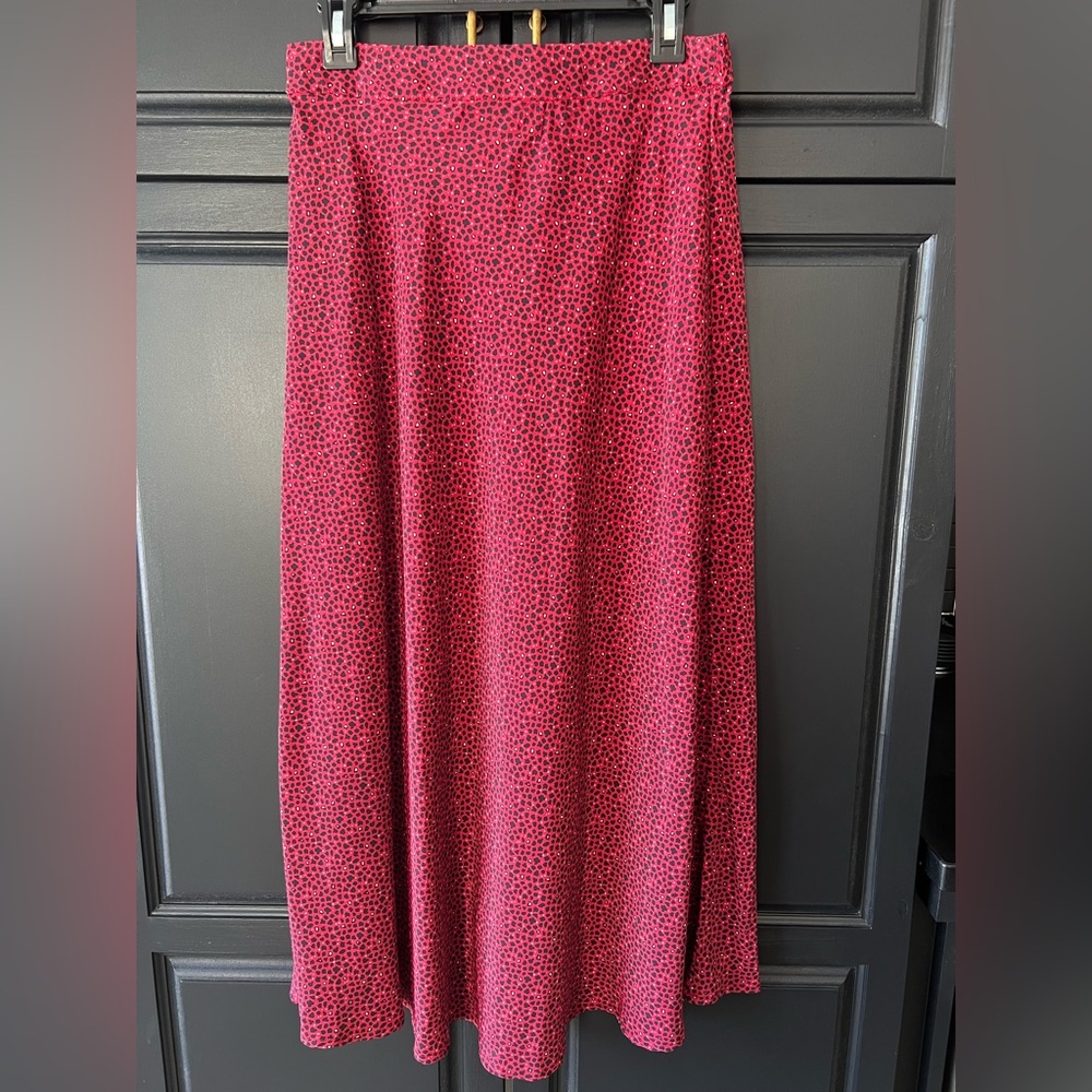 Promesa Red and Black Maxi Skirt
